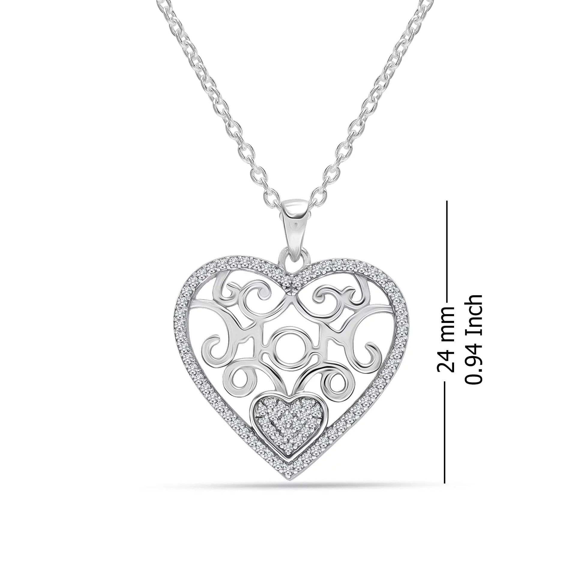 925 Sterling Silver 18K Gold-Plated Diamond-Cut Heart Reversible Necklace for Women and Teen Girls 25MM